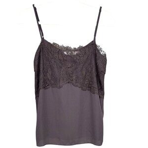 All in Favor Lace Satin Cami Smoke Charcoal Adjustable Straps S